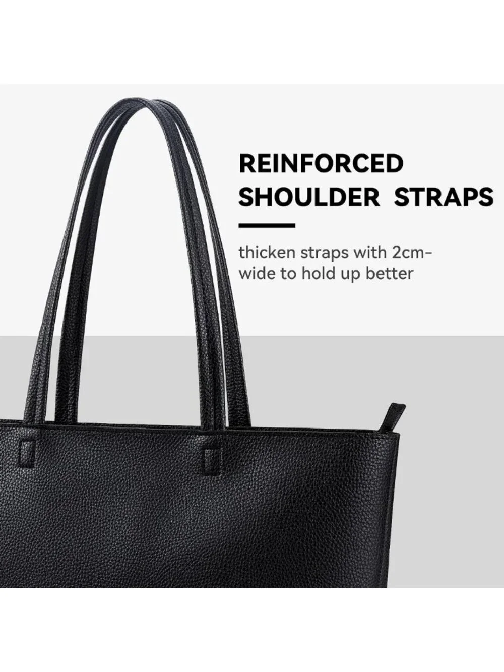 Stylish Vegan Leather Tote Bag with Zipper - Versatile Shoulder Satchel for